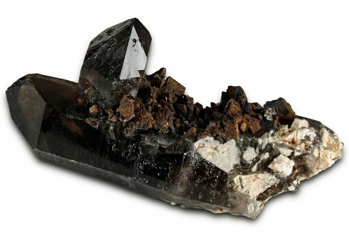 Siderite and Smoky Quartz Crystals with Feldspar - Malawi #330869